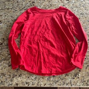 Girls, red long sleeve sparkly T-shirt
